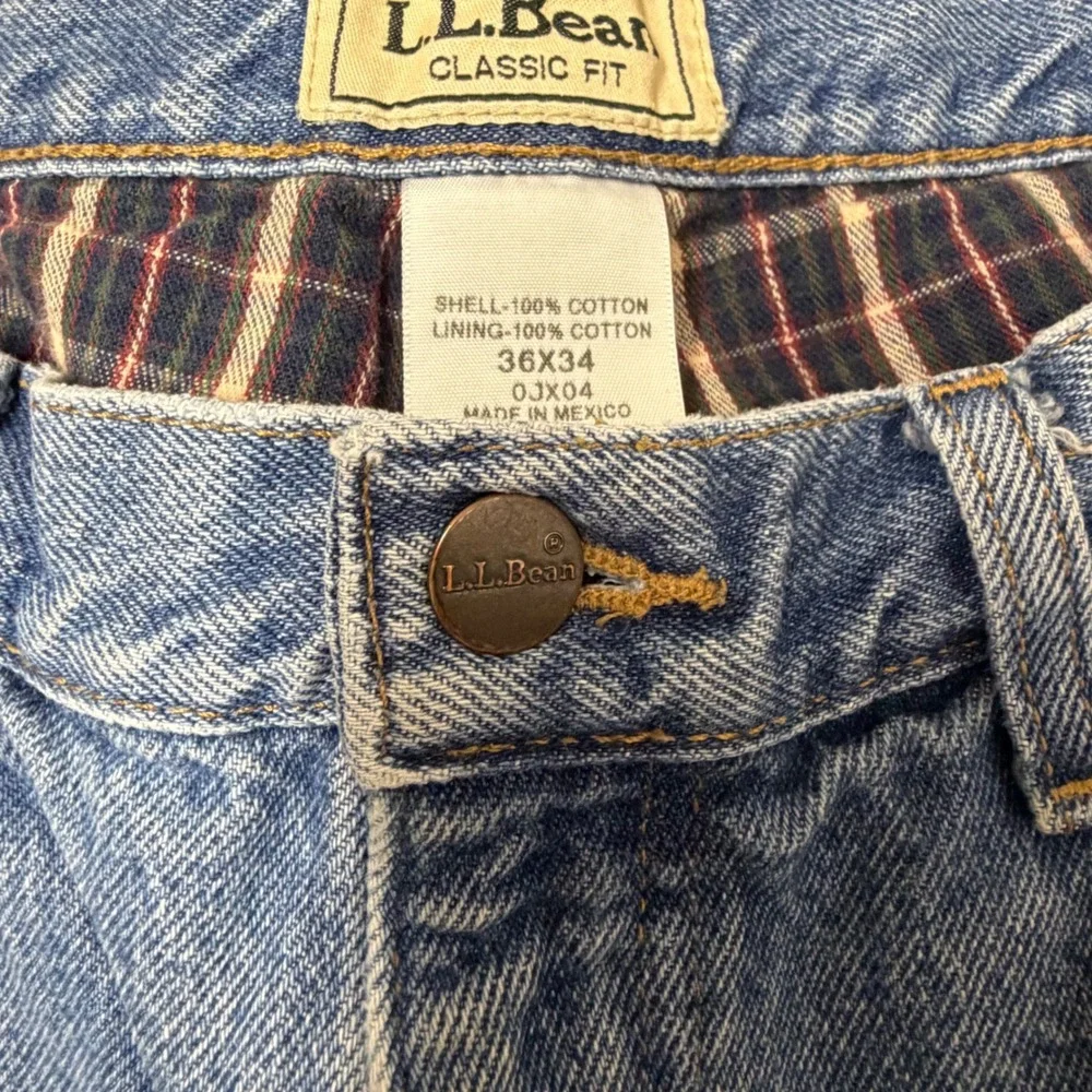 L.L. Bean Mens Flannel Lined Straight Denim Jeans 35x32 Blue Insulated Gorpcore